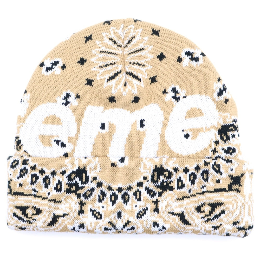 SUPREME(シュプリーム) 24AW Bandana Big Logo Beanie バンダナビッグボックスロゴ ニット帽 ベージュ