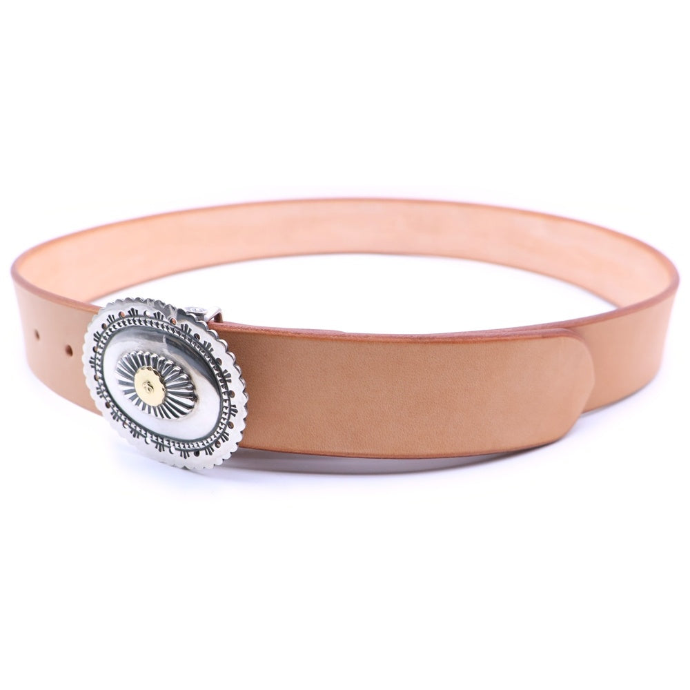 goro's(ゴローズ) 3.5cm K18付き特大コンチョバックルベルト ブラウン/シルバー