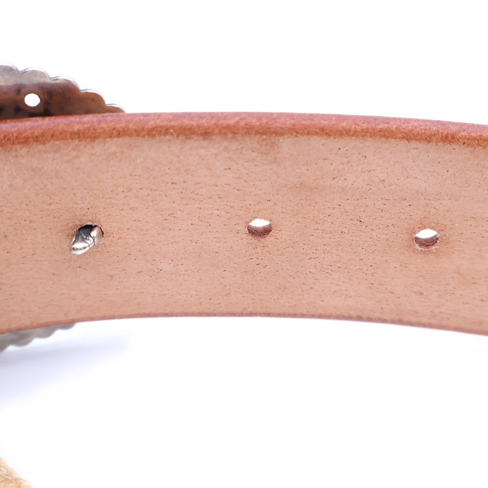 goro's(ゴローズ) 3.5cm K18付き特大コンチョバックルベルト ブラウン/シルバー