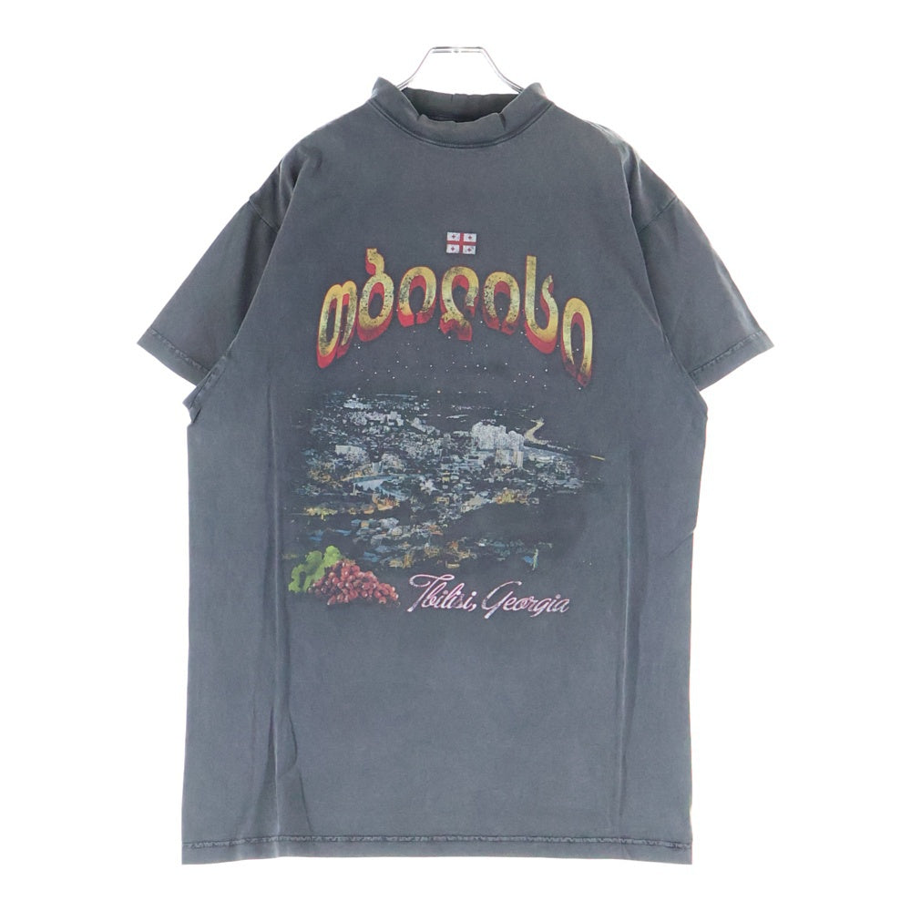 BALENCIAGA(バレンシアガ) 25SS Tbilisi Oversized T-Shirt ユーズド加工オーバーサイズプリント半袖Tシャツ T-Shirt 811688 TRVQ7 グレー