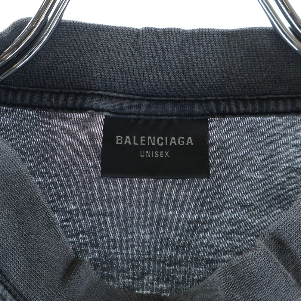 BALENCIAGA(バレンシアガ) 25SS Tbilisi Oversized T-Shirt ユーズド加工オーバーサイズプリント半袖Tシャツ T-Shirt 811688 TRVQ7 グレー
