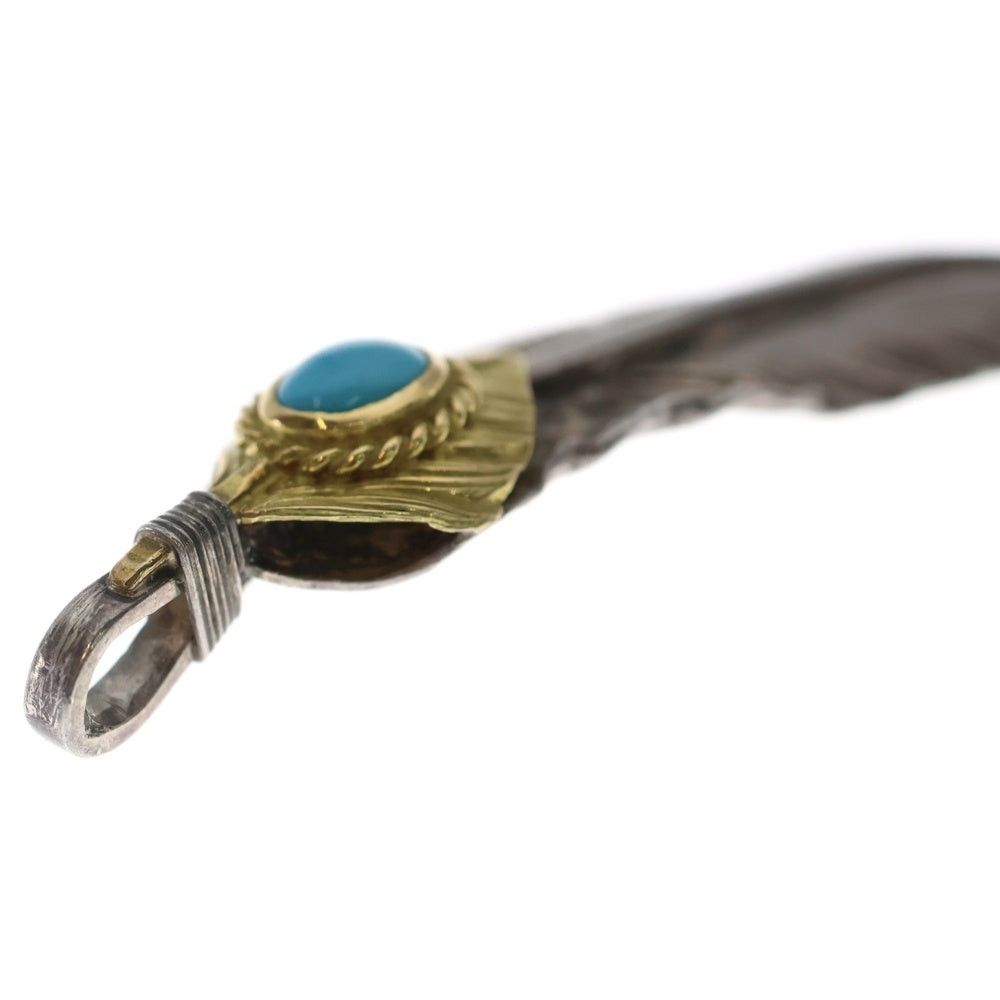 goro's(ゴローズ) 【現行】上金金縄ターコイズ特大フェザー 右向き ペンダントトップ シルバー/ゴールド BGA013