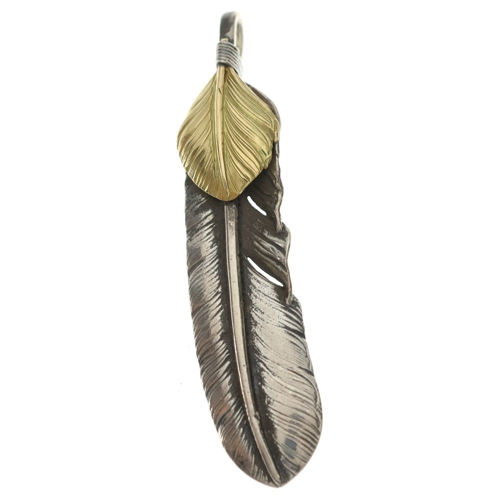 goro's(ゴローズ) 【現行】上金特大フェザー 左向き ネックレストップ シルバー/ゴールド BGA004