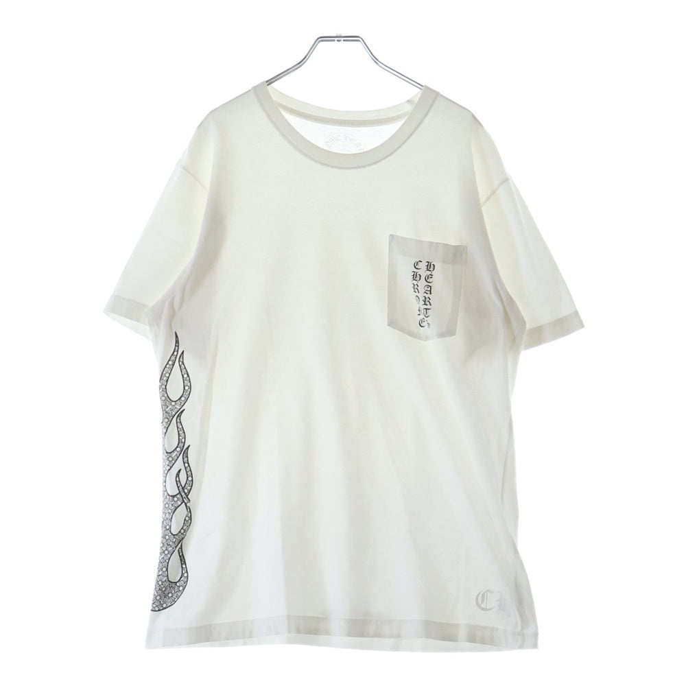 CHROME HEARTS(クロムハーツ) サイドファイヤーパターン ポケット半袖Tシャツ ホワイト