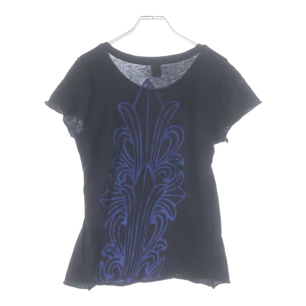 CHROME HEARTS(クロムハーツ) OLD バックフローラルクロス プリント半袖Tシャツ カットソー ブラック/ブルー レディース