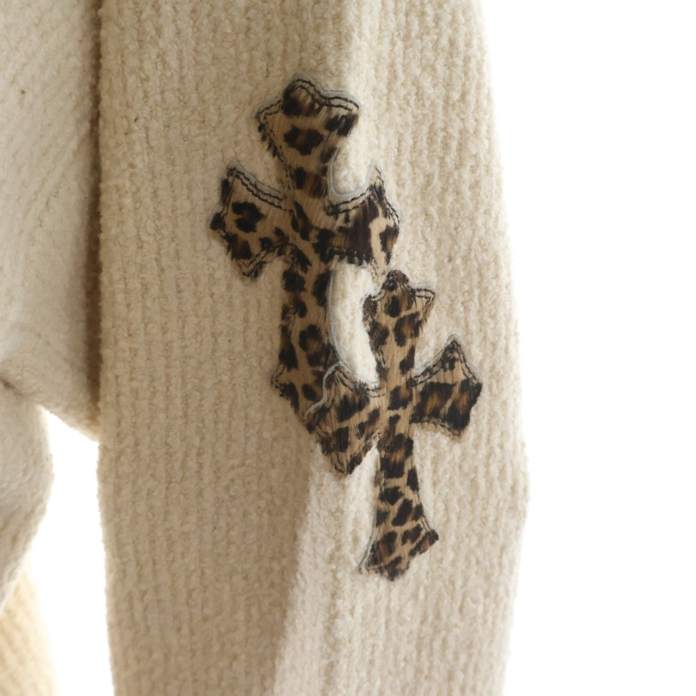 CHROME HEARTS(クロムハーツ) OVERCAST ハラコクロスパッチ カシミヤニットプルオーバーパーカー べージュ