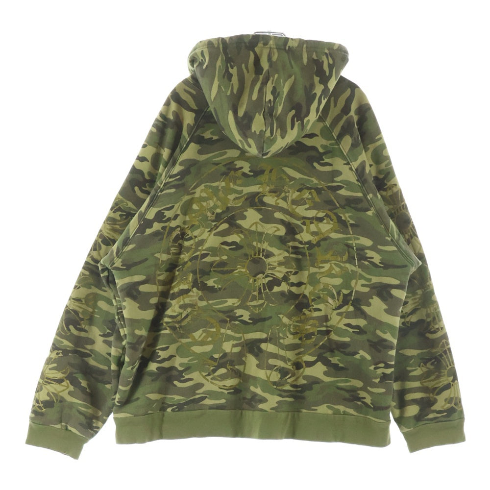 CHROME HEARTS(クロムハーツ) THRML HD ZIP CAMO カモフラ裏地サーマルホースシュープリント 迷彩ジップアップパーカー カーキ