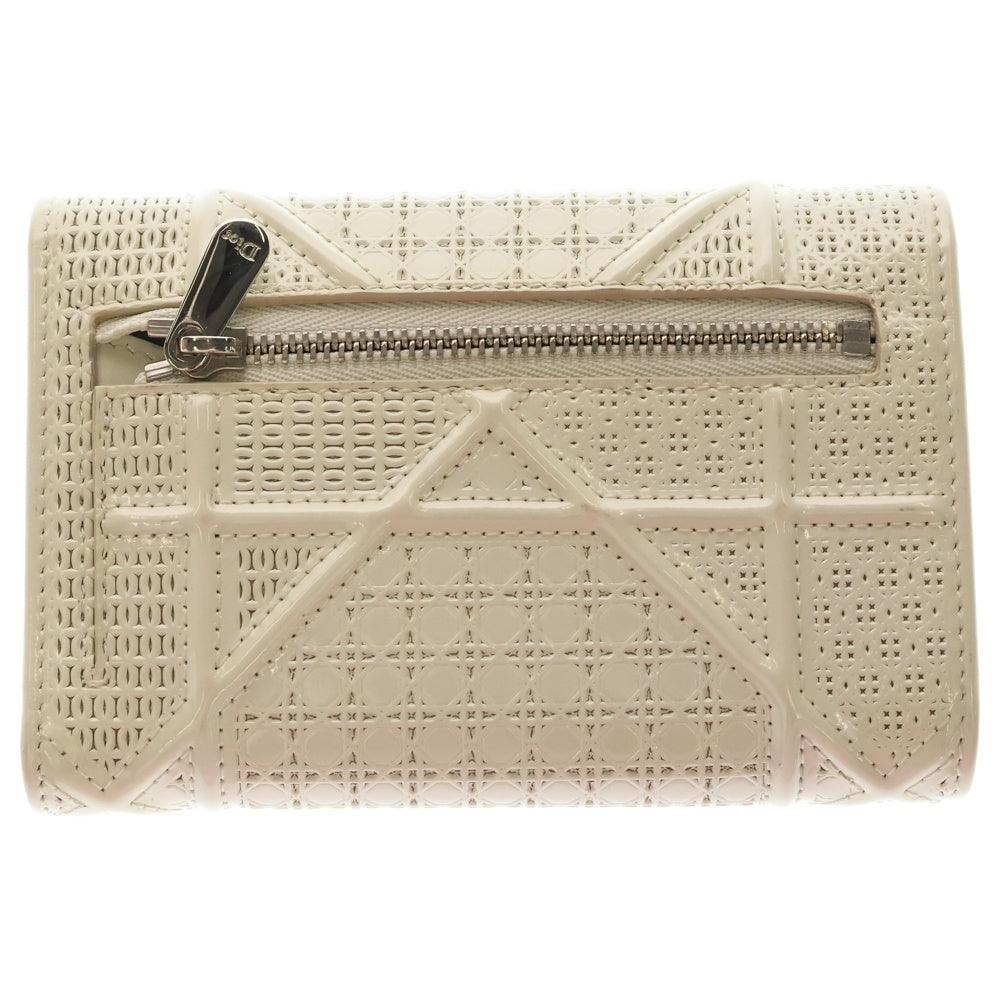 Christian Dior(クリスチャンディオール) DIORAMA ディオラマ レザー三つ折り財布 コンパクトウォレット ホワイト 10-BO-1106 レディース
