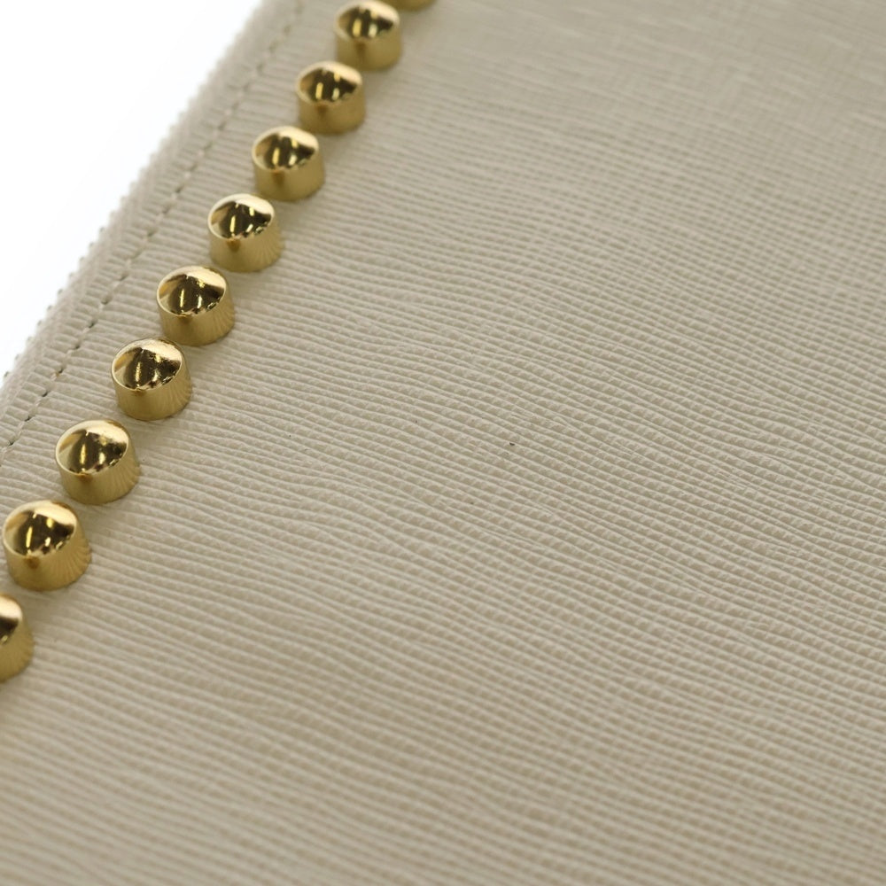 FENDI(フェンディ) PUNKARLITO パンカーリト ファーチャームスタッズクラッチバッグ ホワイト レディース