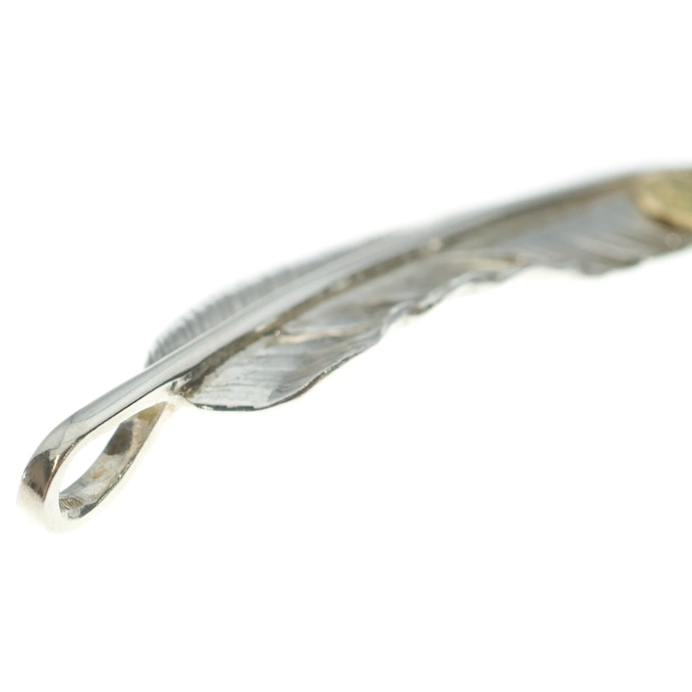 goro's(ゴローズ) 【新品】メタル付き特大フェザー 右向き ペンダントトップ シルバー/ゴールド BGA035