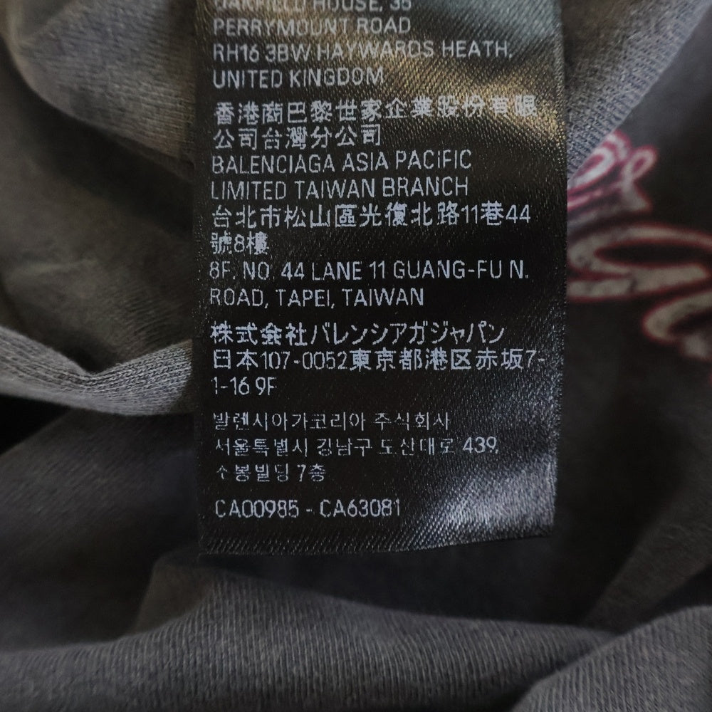BALENCIAGA(バレンシアガ) 25SS Tbilisi Oversized T-Shirt ユーズド加工オーバーサイズプリント半袖Tシャツ T-Shirt 811688 TRVQ7 グレー