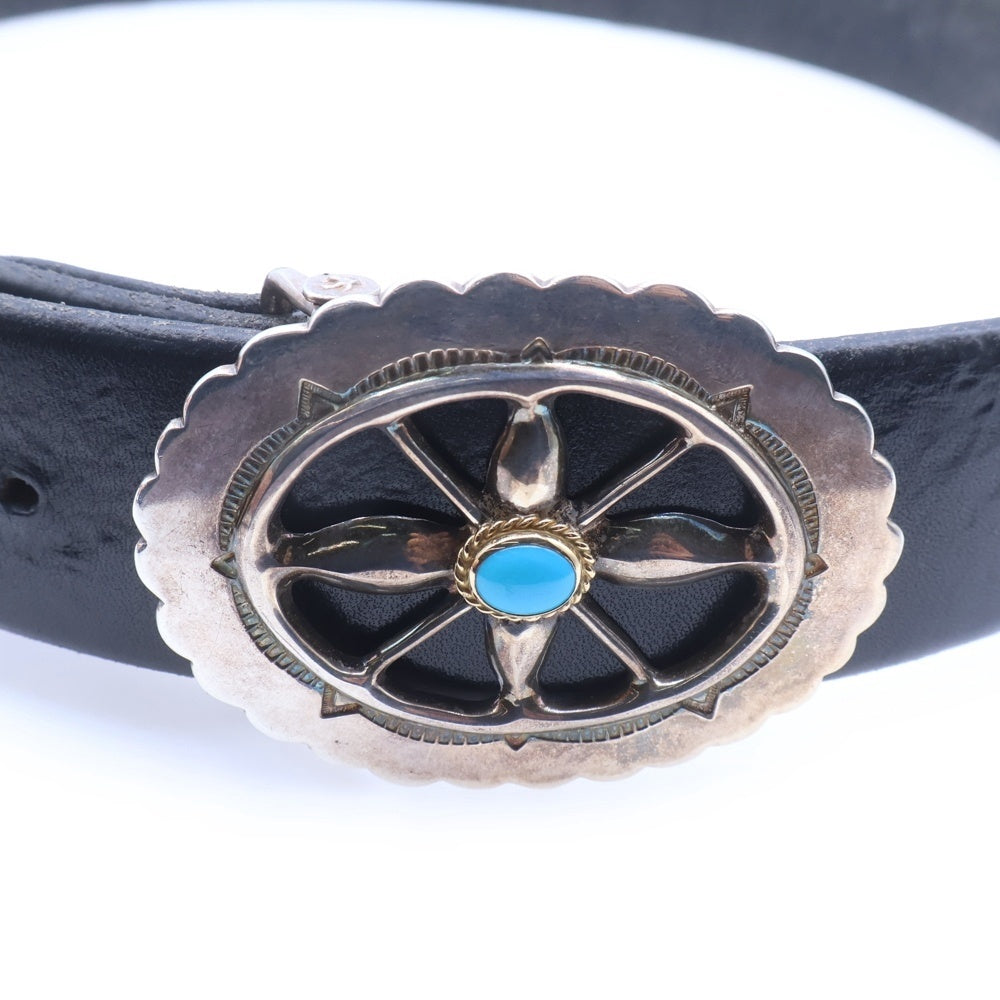 goro's(ゴローズ) 金縄ターコイズ付き特大風車コンチョ風車バックルベルト 黒