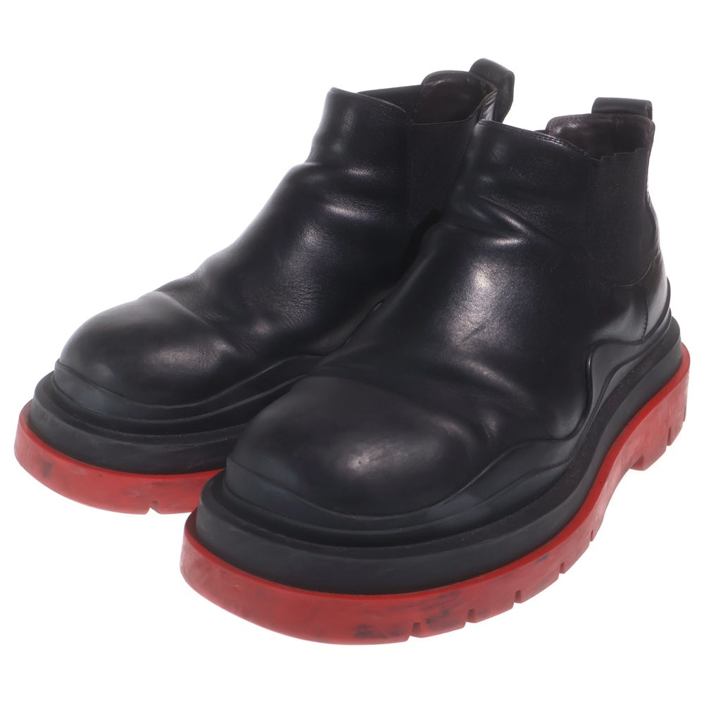 BOTTEGA VENETA(ボッテガヴェネタ) タイヤアンクル サイドゴアチェルシーブーツ ブラック/レッド