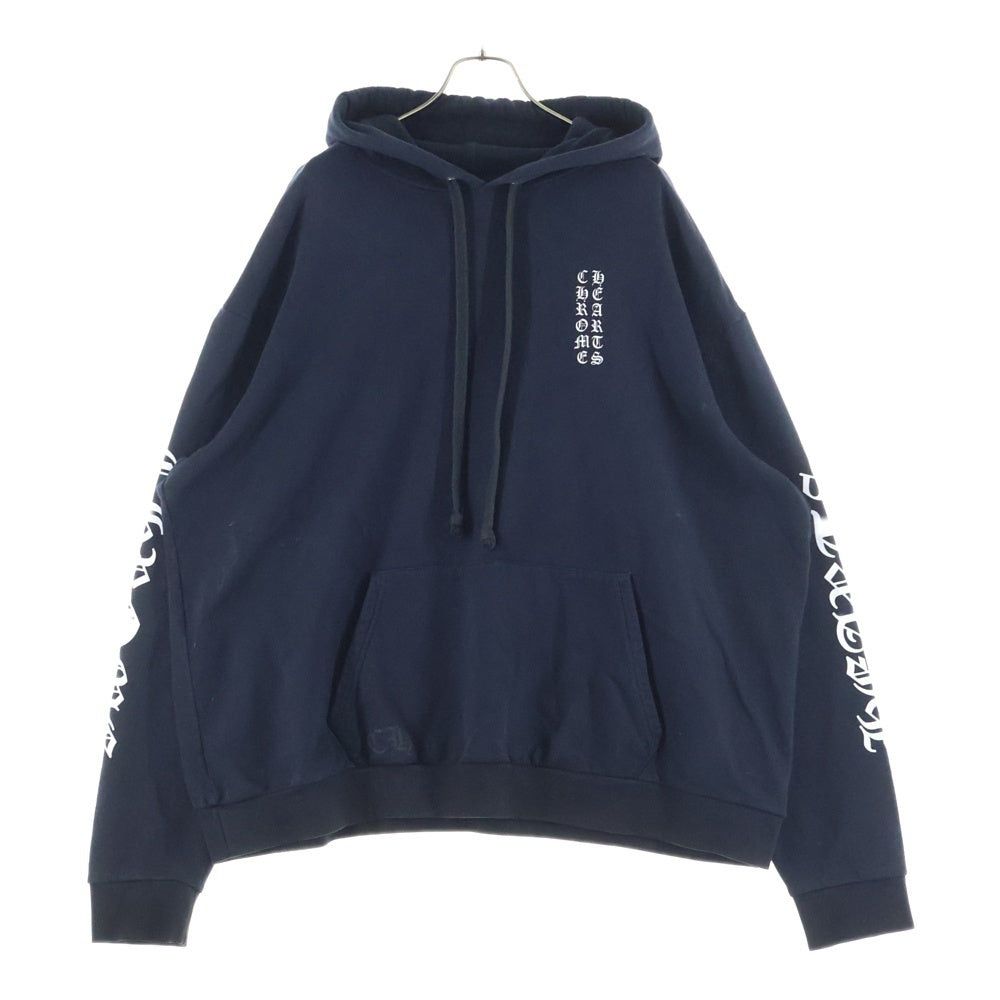 CHROME HEARTS(クロムハーツ) VERTICAL LOGO HOODIE バーティカルロゴ アームロゴプリント スウェット プルオーバーパーカー ブラック