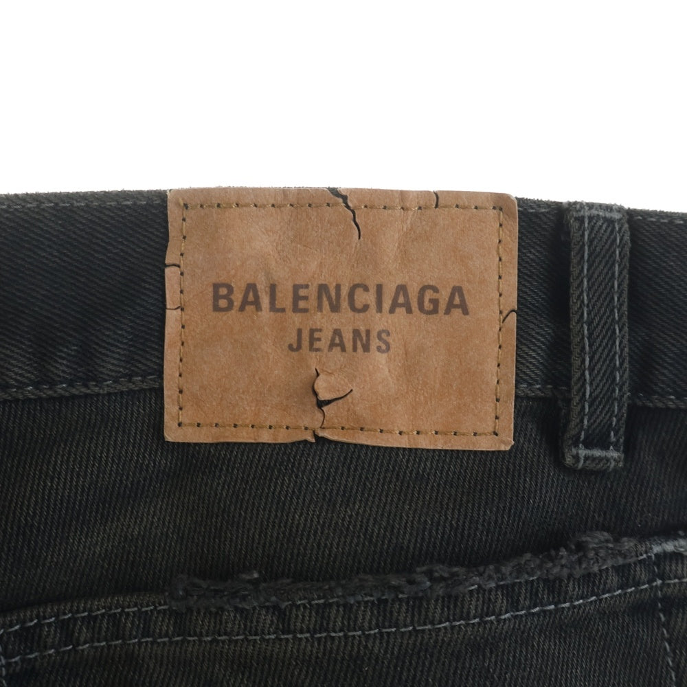 BALENCIAGA(バレンシアガ) 25SS ダメージクラッシュデストロイ加工ローライズデニムパンツ 833430 TSW85 ブラック