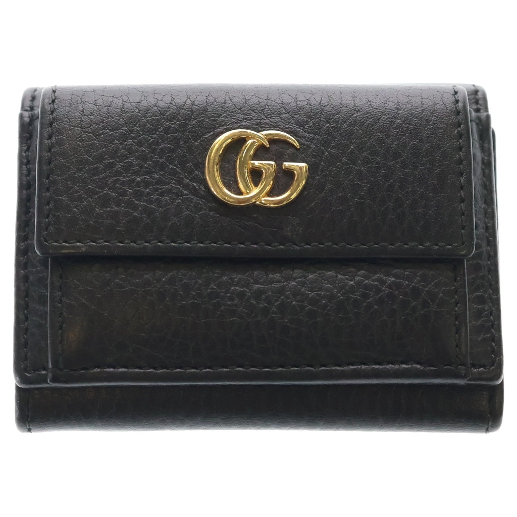 GUCCI(グッチ) GGマーモント コンパクトレザーミニウォレット 3つ折り財布 523277 ブラック レディース