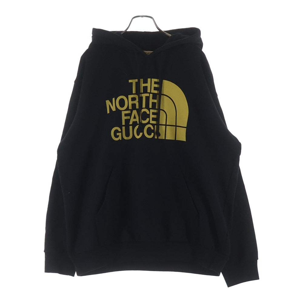 GUCCI(グッチ) 21SS×THE NORTH FACE ザノースフェイス ロゴプルオーバーフーディーパーカー 651724 XJDCM ブラック/イエロー