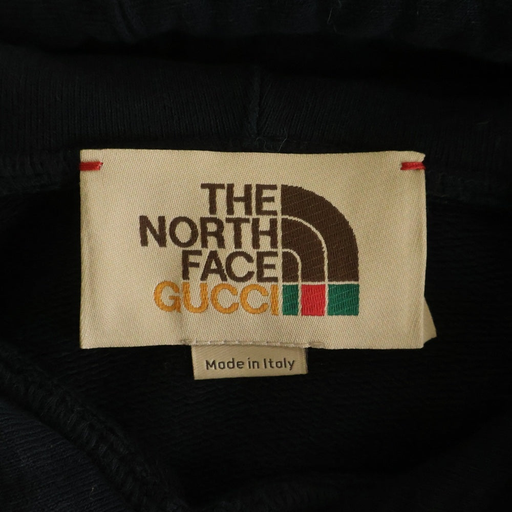 GUCCI(グッチ) 21SS×THE NORTH FACE ザノースフェイス ロゴプルオーバーフーディーパーカー 651724 XJDCM ブラック/イエロー