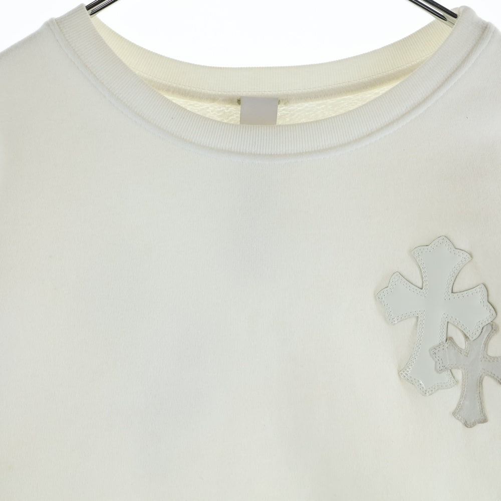 CHROME HEARTS(クロムハーツ) Y NOT CREW NECK SWEAT パテントレザークロスパッチクルーネックスウェット ホワイト