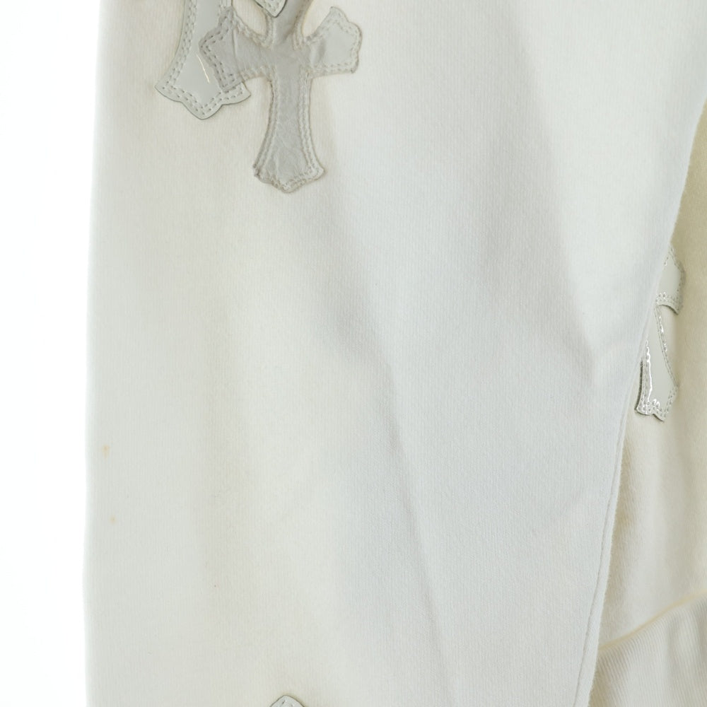 CHROME HEARTS(クロムハーツ) Y NOT CREW NECK SWEAT パテントレザークロスパッチクルーネックスウェット ホワイト
