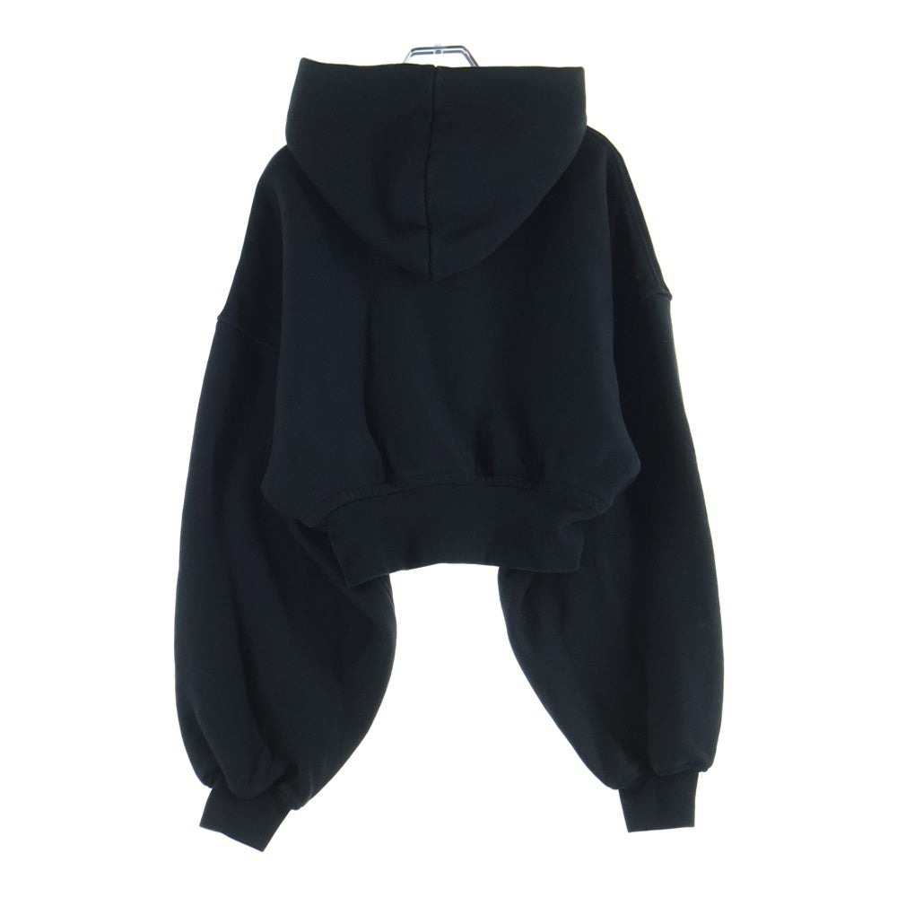 ALEXANDER WANG(アレキサンダーワン) Cropped Zip-up Hoodie クロップドジップアップフーディーパーカー 4CC1242077 ブラック レディース