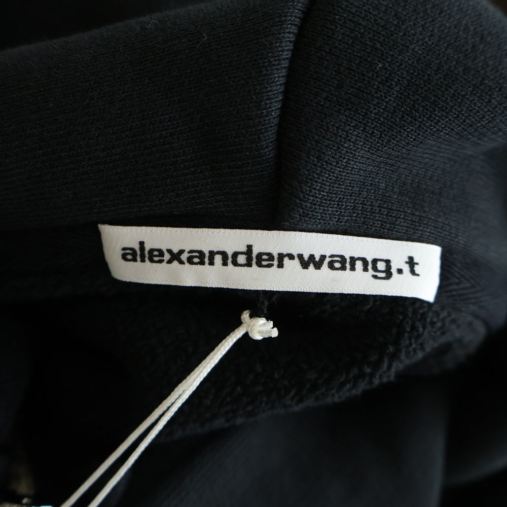 ALEXANDER WANG(アレキサンダーワン) Cropped Zip-up Hoodie クロップドジップアップフーディーパーカー 4CC1242077 ブラック レディース