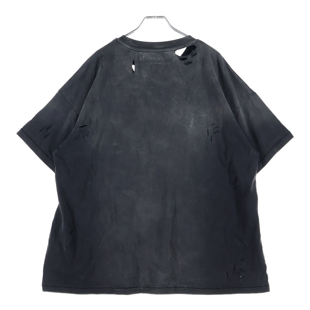 NO BRAND(ノーブランド) TROUBLED WATERS DETOX TEE トラブルウォーター ヴィンテージ加工オーバーサイズプリント半袖Tシャツ グレー