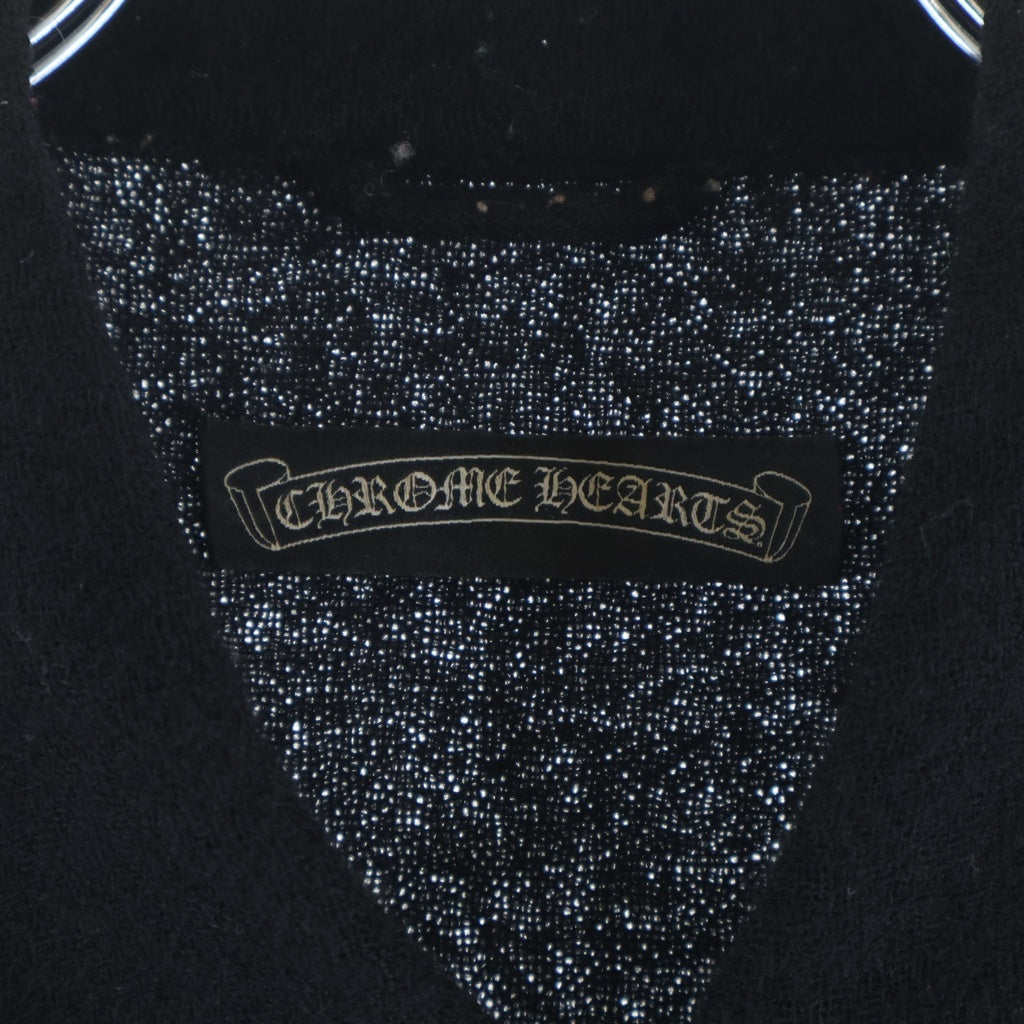 CHROME HEARTS(クロムハーツ) 袖レザークロスパッチ フローラルクロスボタン ヴァージンウール長袖シャツ ブラック