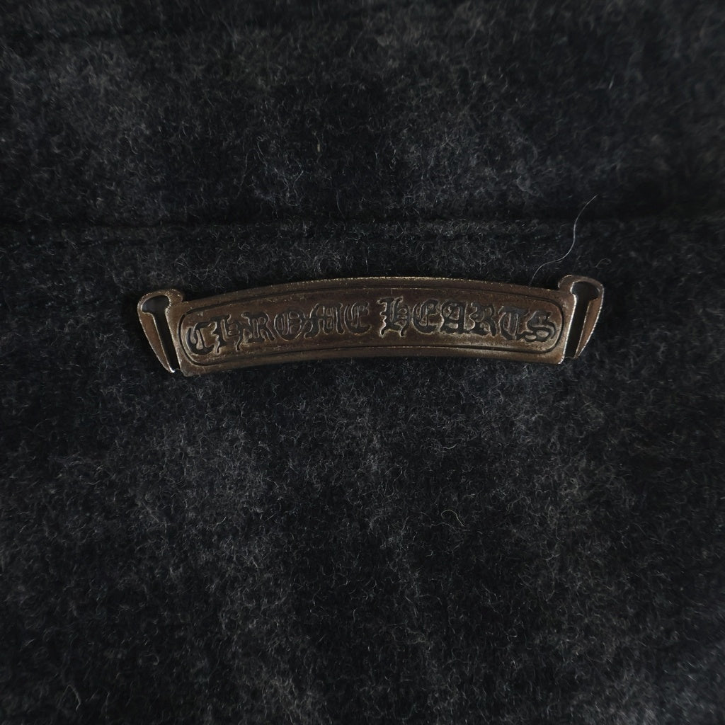 CHROME HEARTS(クロムハーツ) クロスボールボタンウールチェック柄フレアロングパンツ グレー
