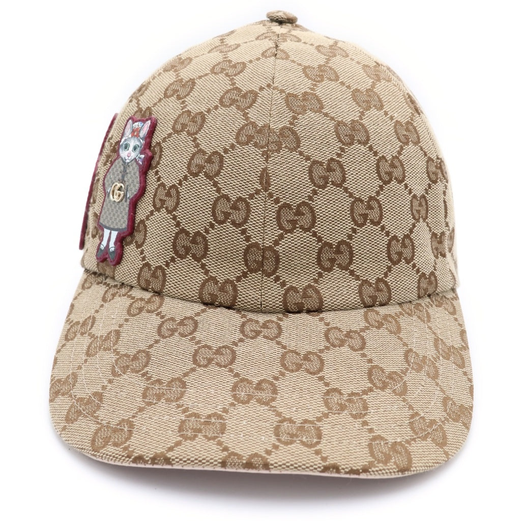 GUCCI(グッチ) 25SS×ヒグチユウコ 日本限定 GGキャンバスベースボールキャップ 帽子 847862 3HBFT ベージュ/ピンク レディース
