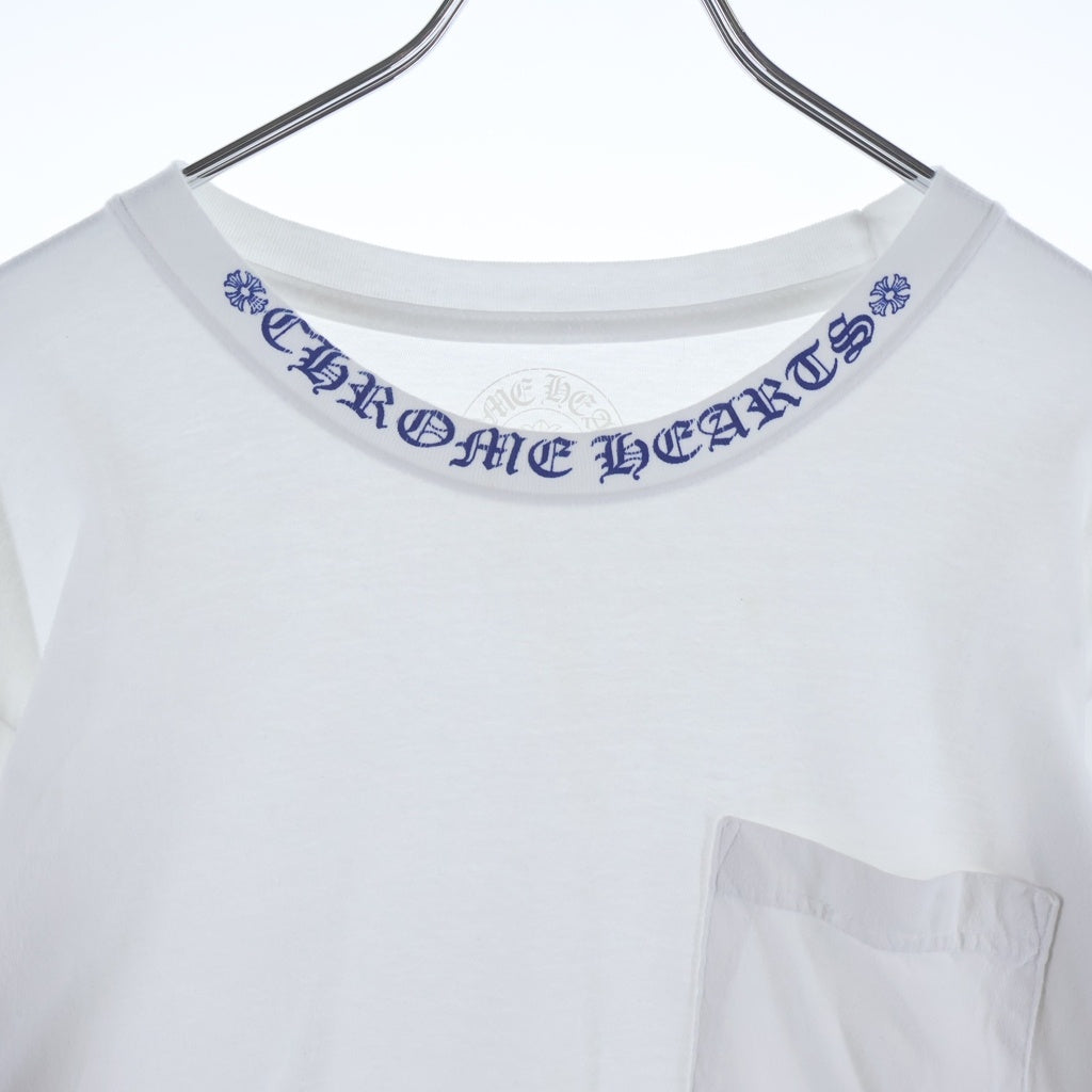 CHROME HEARTS(クロムハーツ) CH LS 1 ネックロゴ アームプリントクルーネック長袖Tシャツ ホワイト/ブルー