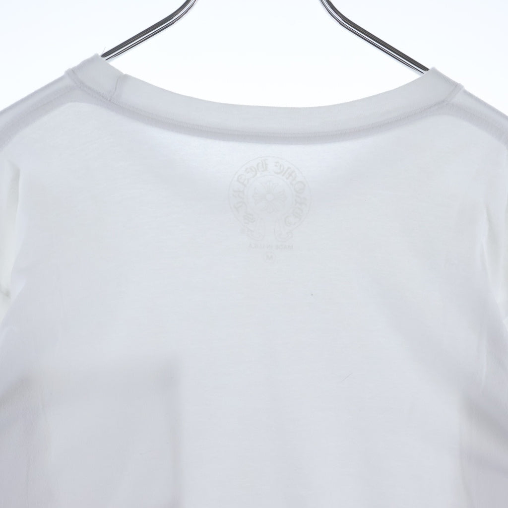 CHROME HEARTS(クロムハーツ) CH LS 1 ネックロゴ アームプリントクルーネック長袖Tシャツ ホワイト/ブルー