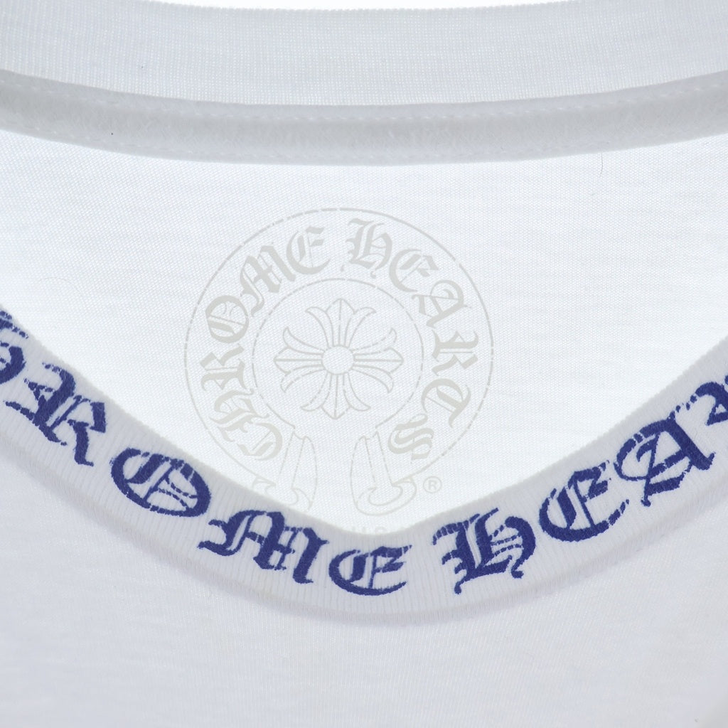 CHROME HEARTS(クロムハーツ) CH LS 1 ネックロゴ アームプリントクルーネック長袖Tシャツ ホワイト/ブルー