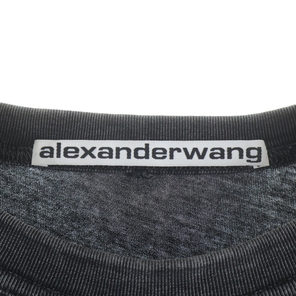 ALEXANDER WANG(アレキサンダーワン) ロゴデザイン ウォッシュド加工 長袖Tシャツ ブラック UCC3221537