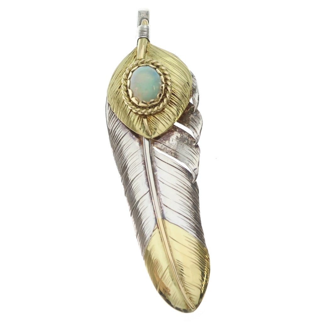鷲見太郎(ワシミタロウ) XL feather K18 top 01 L K18 heart feather 01 opal K18 cup フェザー ネックレストップ