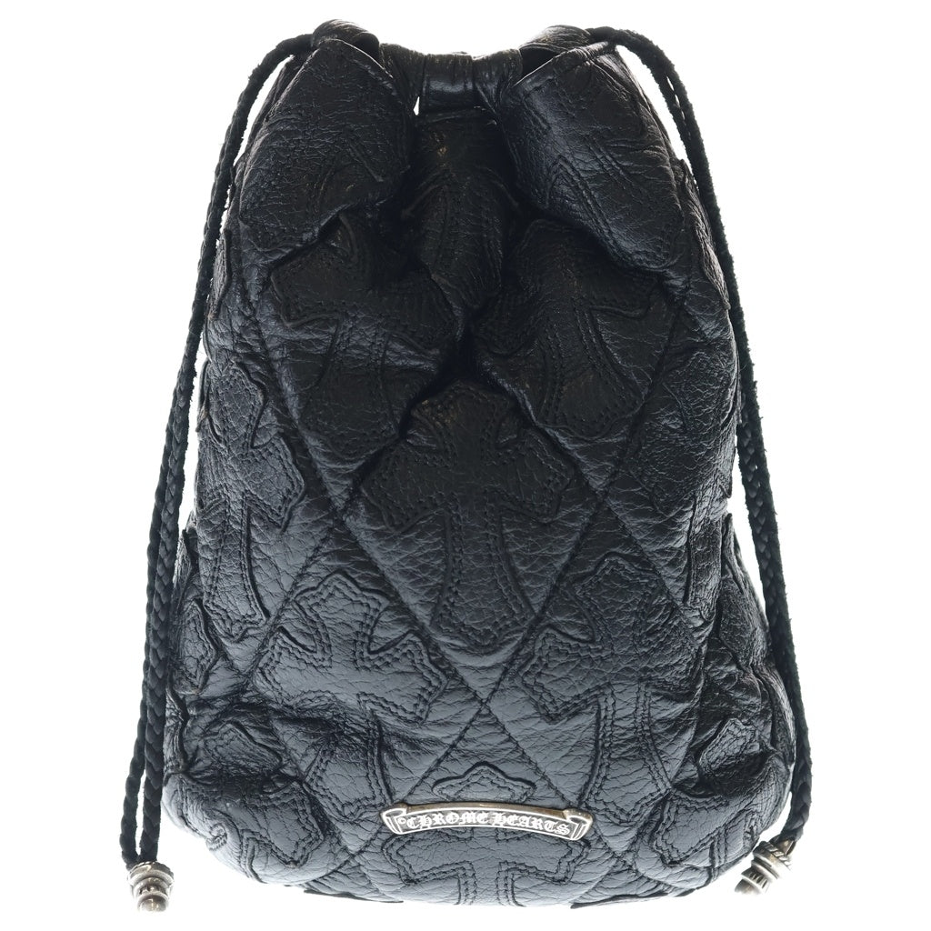 CHROME HEARTS(クロムハーツ) DRW STRNG CRS SACK ドローストリングセメタリークロスパッチ付きサック ブラック/シルバー