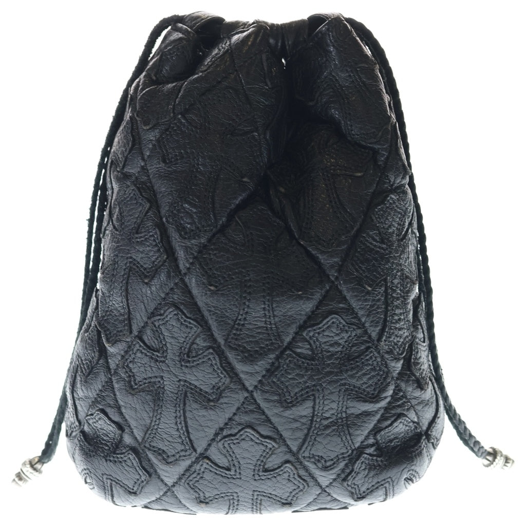 CHROME HEARTS(クロムハーツ) DRW STRNG CRS SACK ドローストリングセメタリークロスパッチ付きサック ブラック/シルバー