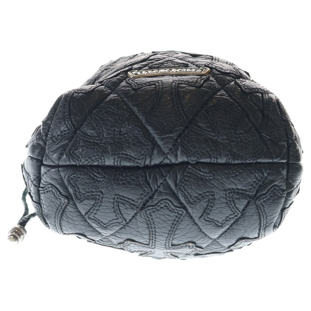 CHROME HEARTS(クロムハーツ) DRW STRNG CRS SACK ドローストリングセメタリークロスパッチ付きサック ブラック/シルバー