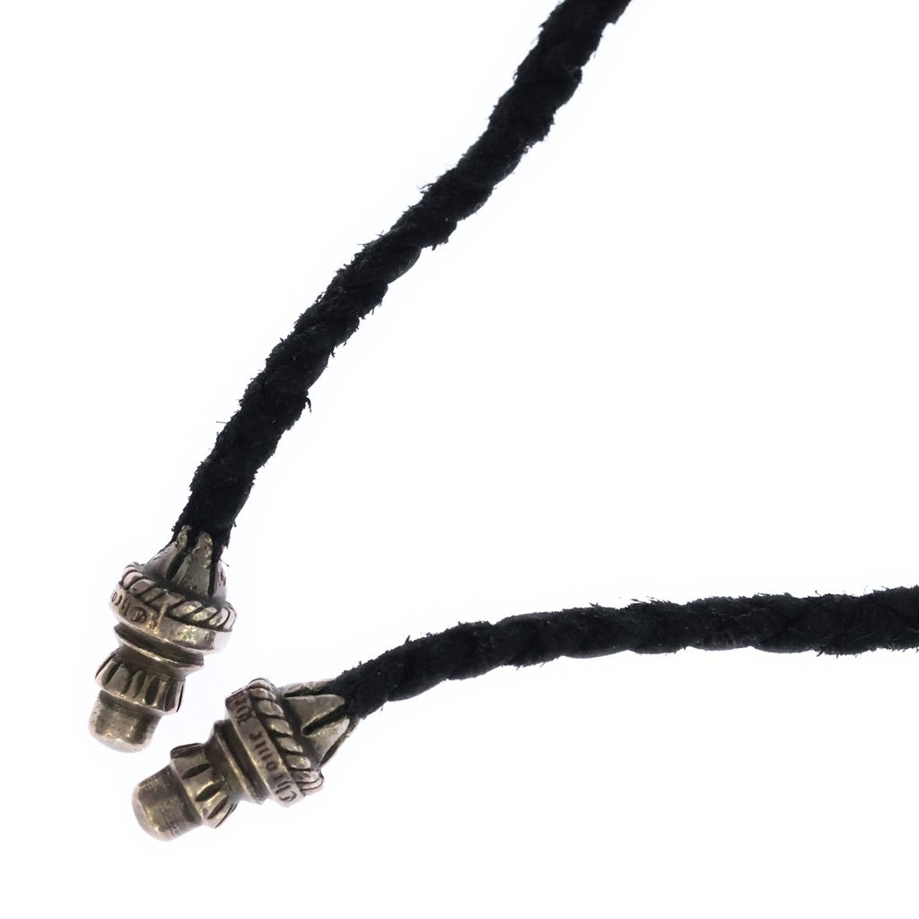CHROME HEARTS(クロムハーツ) LEATHER BRAID SCROLL ネックレス レザーブレイドネックレス ブラック/シルバー BCA377