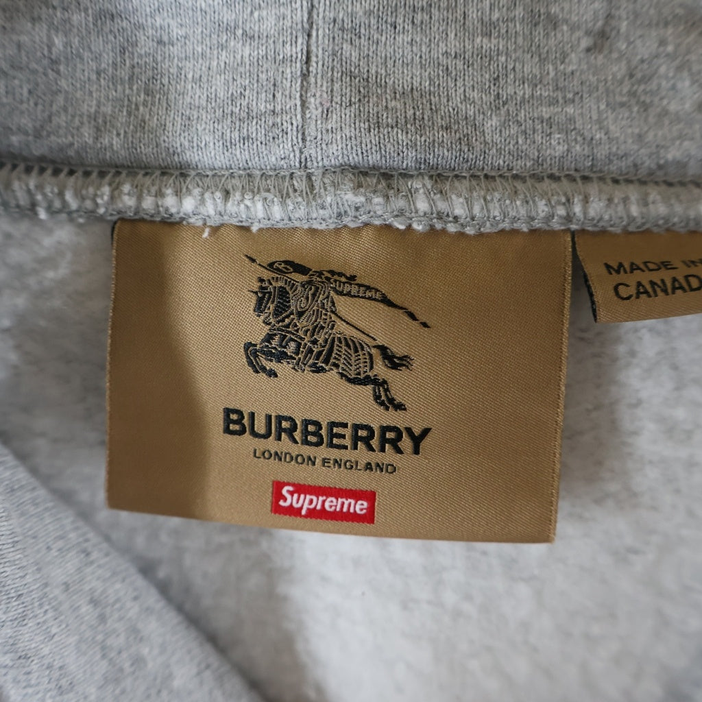 SUPREME(シュプリーム) 22SS×Burberry Box Logo Hooded Sweatshirt バーバリー ボックスロゴフーデッドスウェットプルオーバーパーカー グレー
