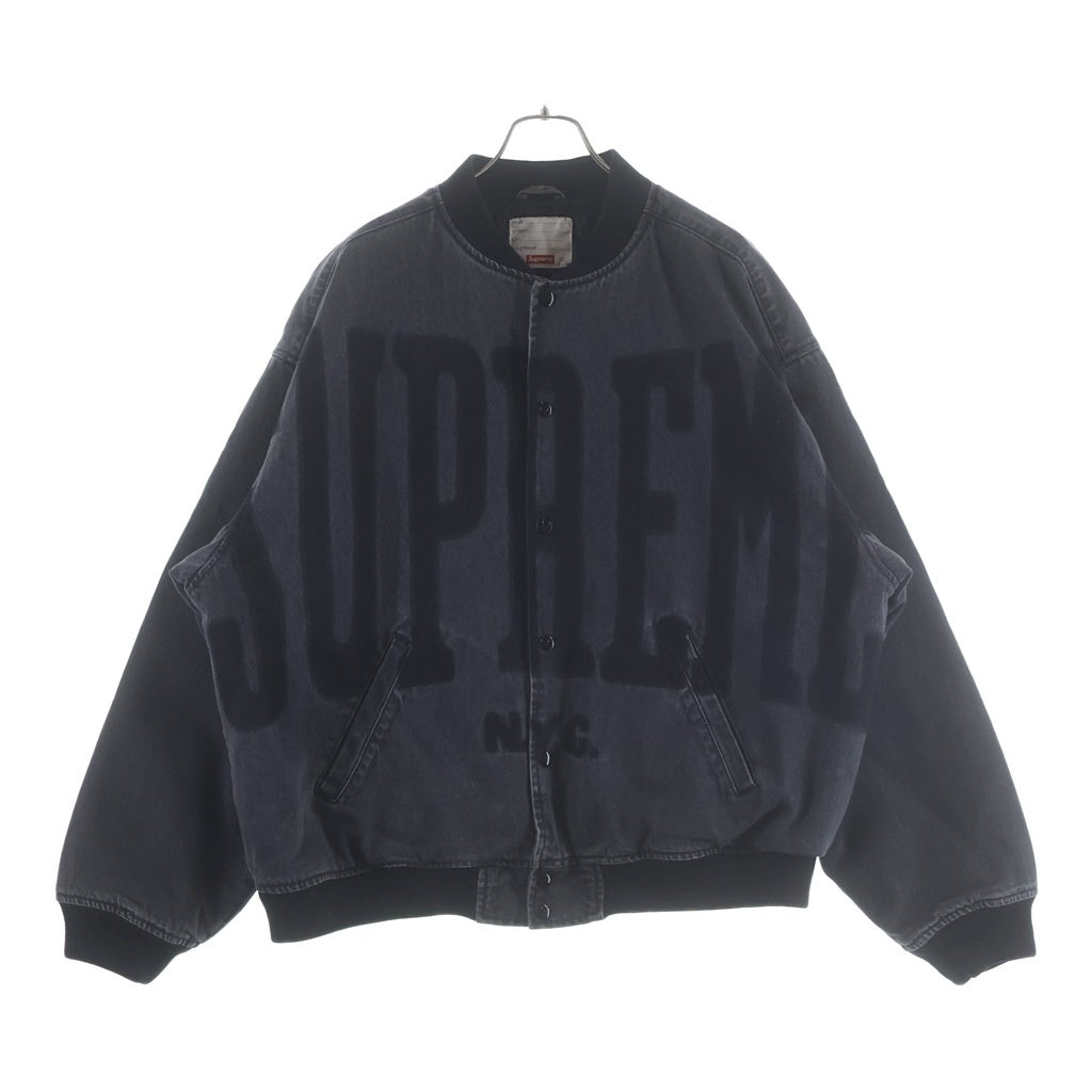 SUPREME(シュプリーム) 23SS Washed Knockout Denim Varsity Jacket ウォッシュドノックアウトデニムバーシティジャケット ブラック