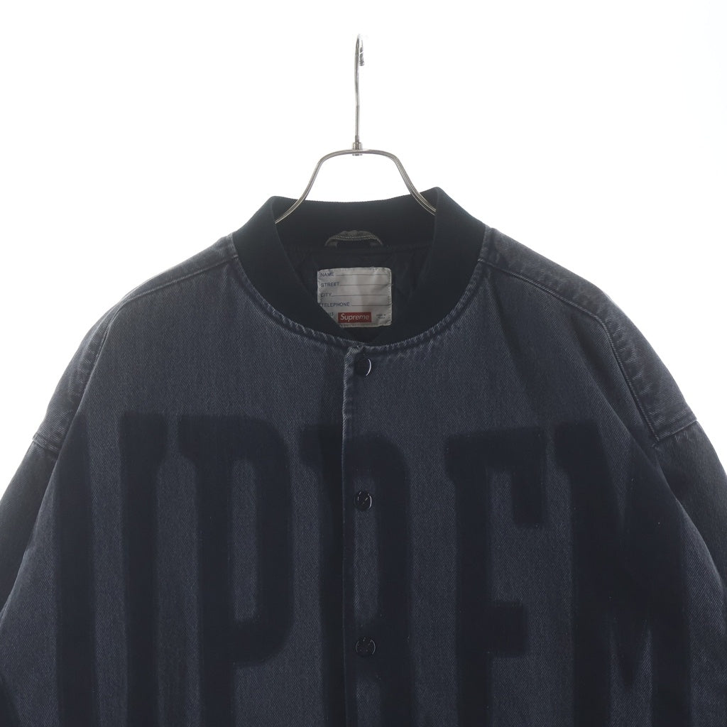 SUPREME(シュプリーム) 23SS Washed Knockout Denim Varsity Jacket ウォッシュドノックアウトデニムバーシティジャケット ブラック