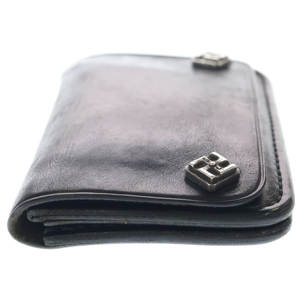 STOP LIGHT(ストップライト) LEATHER 卍ボタン レザーショートウォレット 2つ折り財布 ブラック