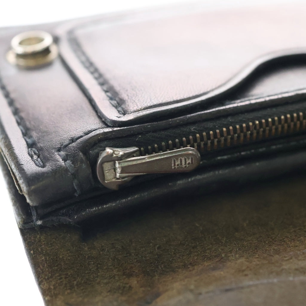 STOP LIGHT(ストップライト) LEATHER 卍ボタン レザーショートウォレット 2つ折り財布 ブラック