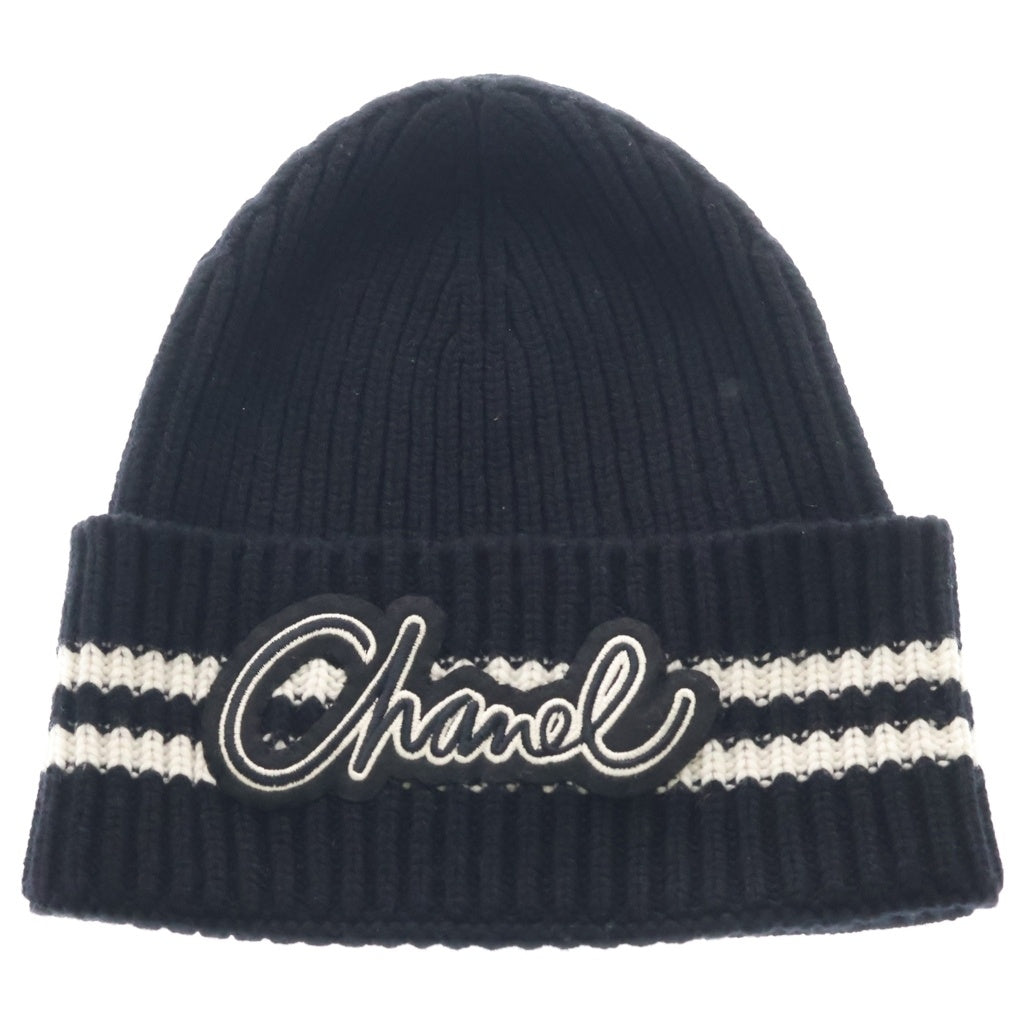 CHANEL(シャネル) 24B AW ロゴワッペンカシミヤビーニー ニットキャップ AAA410 B17819 ブラック