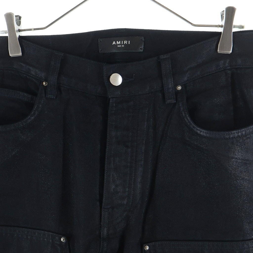 AMIRI(アミリ) WAX CARPENTER JEAN ワックスコーティングカーペンターデニムパンツ PS24MDF019 ブラック