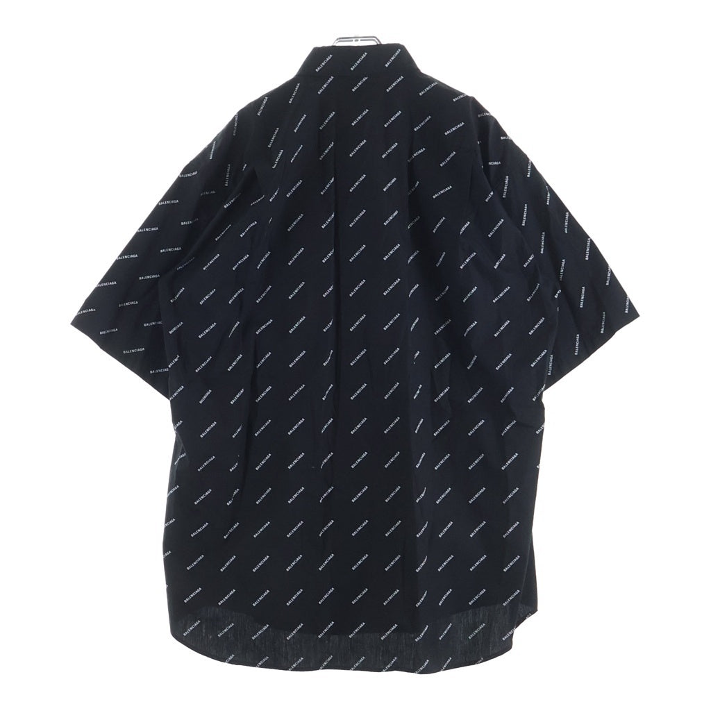 BALENCIAGA(バレンシアガ) 19SS オールオーバーロゴボタンダウン半袖シャツ 534332 TBL96 ブラック