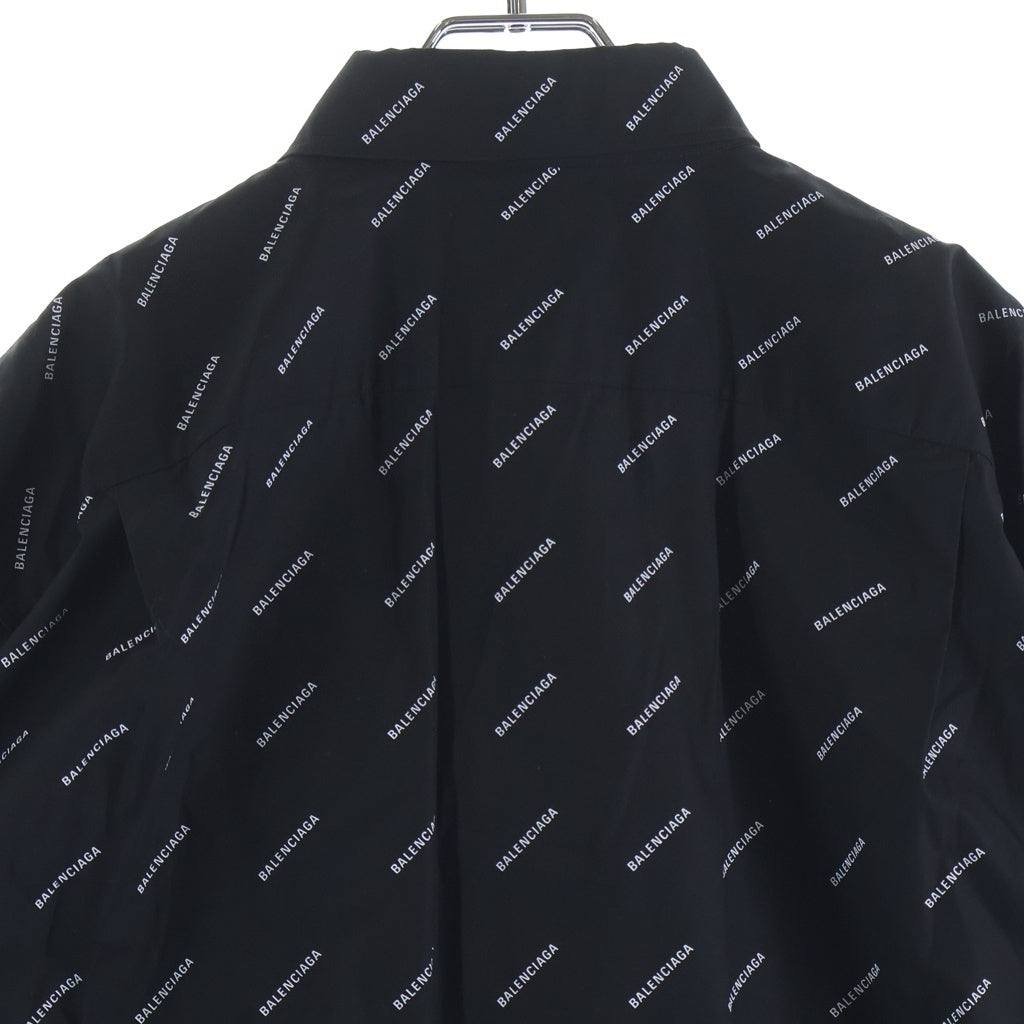 BALENCIAGA(バレンシアガ) 19SS オールオーバーロゴボタンダウン半袖シャツ 534332 TBL96 ブラック