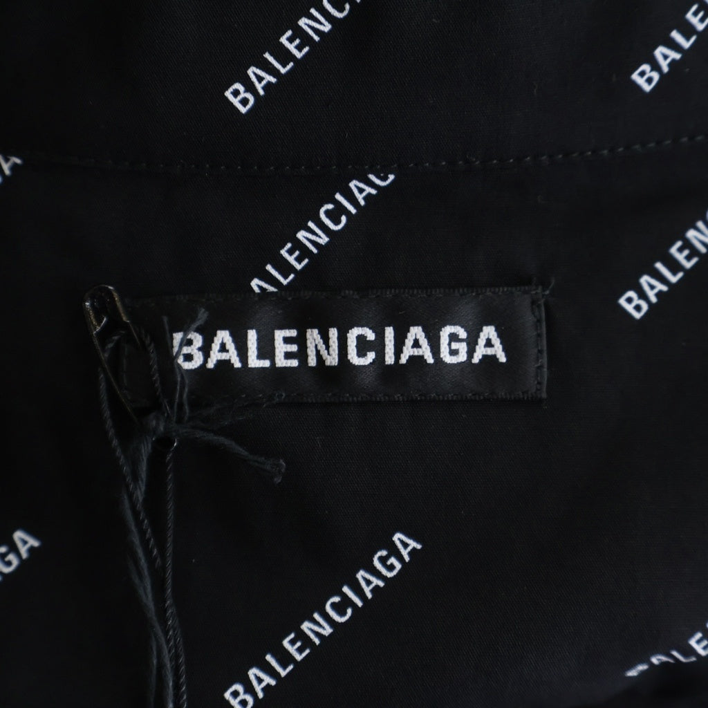 BALENCIAGA(バレンシアガ) 19SS オールオーバーロゴボタンダウン半袖シャツ 534332 TBL96 ブラック