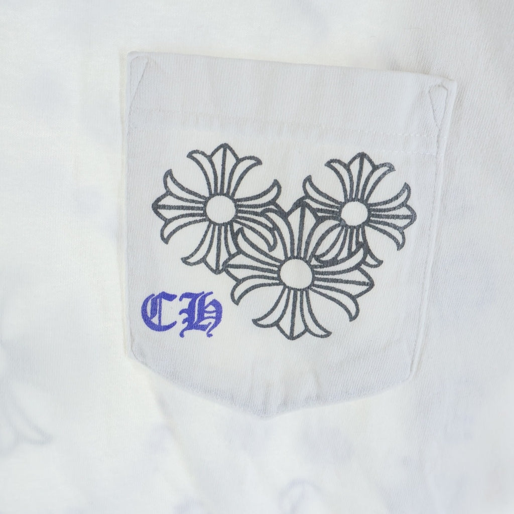 CHROME HEARTS(クロムハーツ) OLD CH PLS T-SHIRT バックCHプラスプリント クルーネック半袖カットソーTシャツ ホワイト